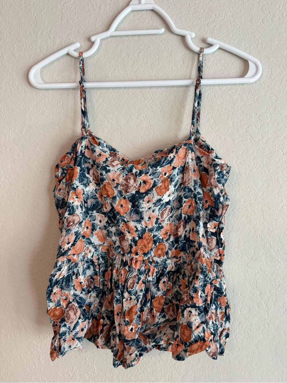 Current/Elliott Floral Peplum Cami in Rust and Navy